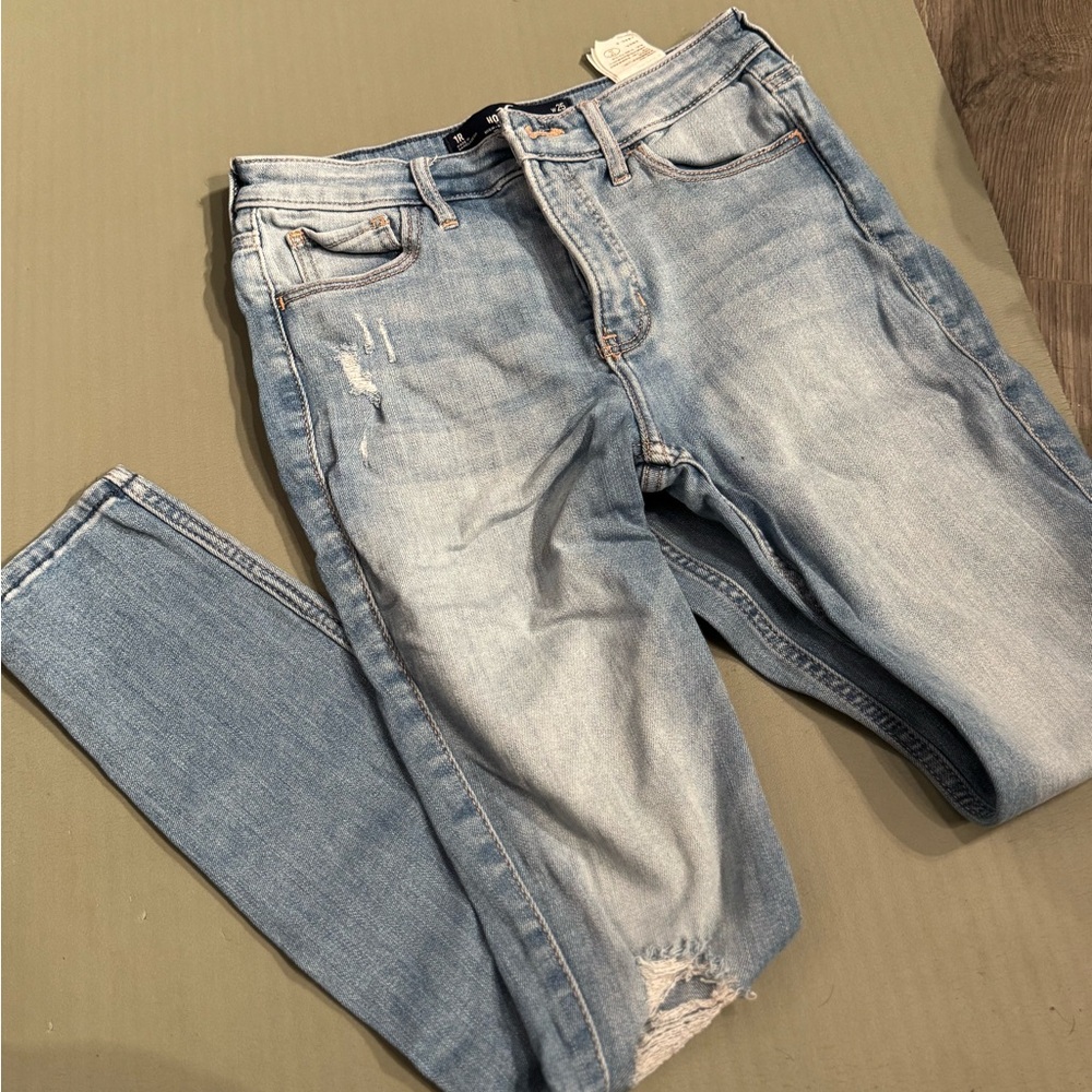 Hollister Light Blue Skinny Jeans with Distressed Details